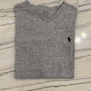 Polo Ralph Lauren Classic Fit V-Neck Grey Heathered Tshirt Size S/P